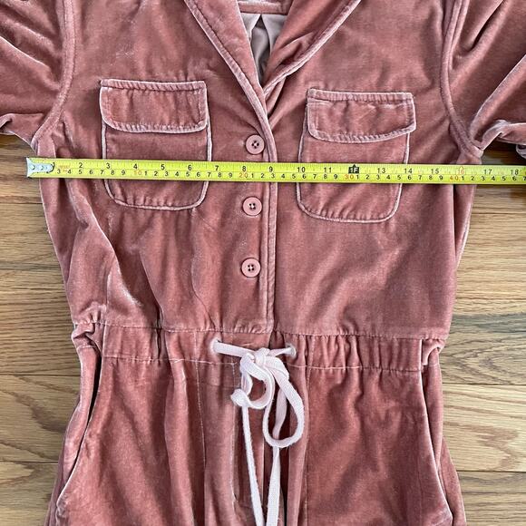 Rachel Antonoff Velvet Coveralls Jewelled Pink Drawstring Waist Womens X-Small - Picture 6 of 9